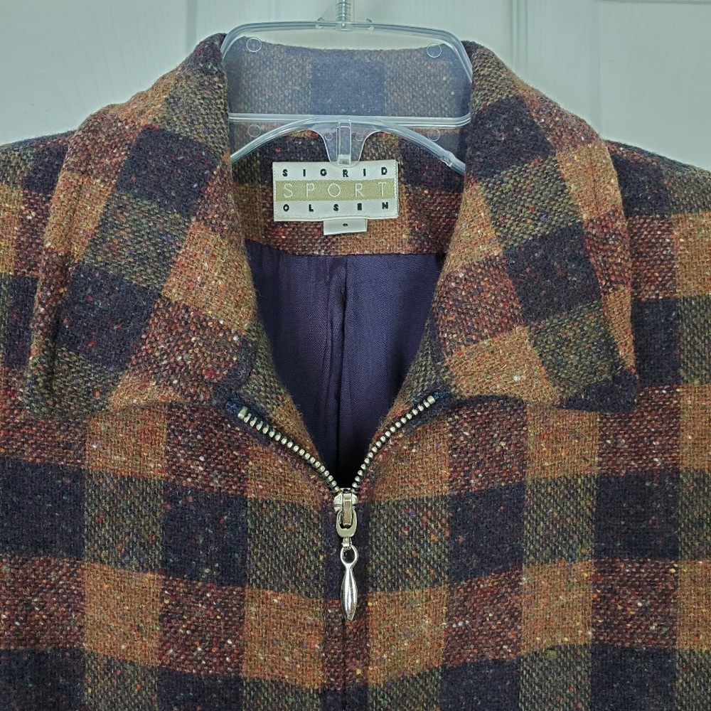 Sigrid Olsen Vintage Plaid Wool Jacket Size S - image 4